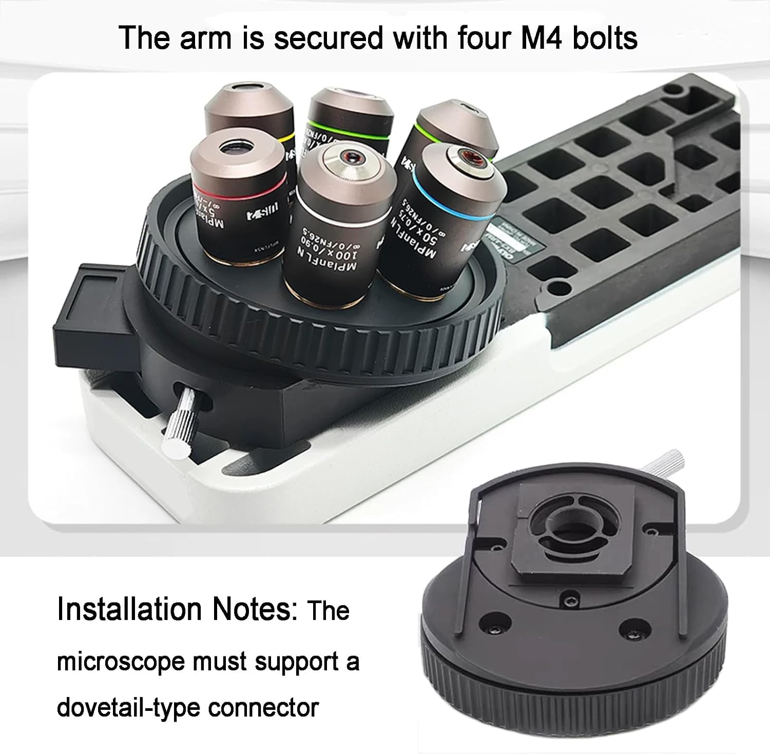 Adaptador De Torreta M26 De 5 Orificios, Convertidor De Objetivos para Microscopio, con Montura De Cola De Milano, 103 Mm De Diámetro, Accesorio para Microscopios De Laboratorio