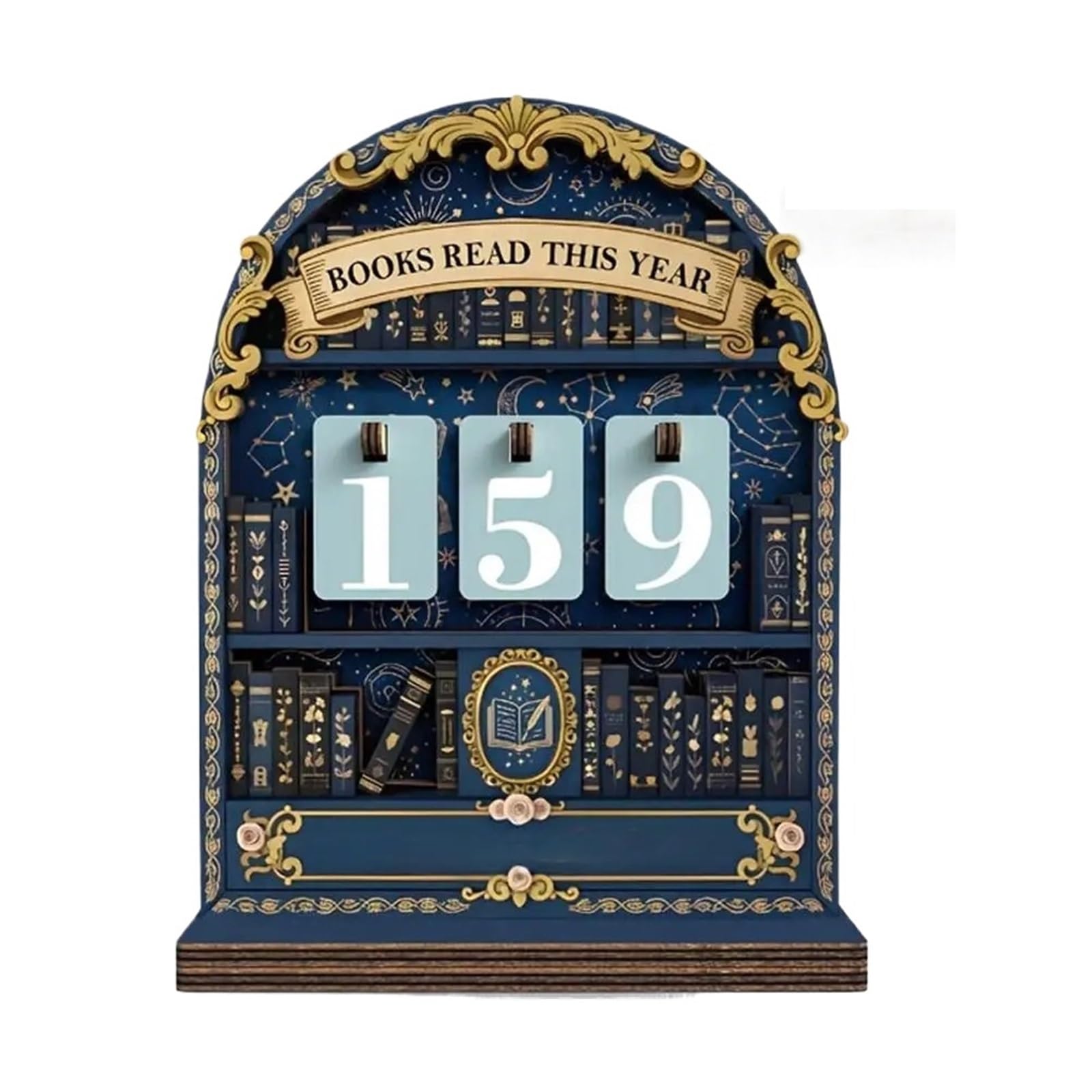 Wooden Reading Tracker - Elegant Book Log for 999 Books Challenge | Perfect for Book Lovers and Clubs(ColorB)