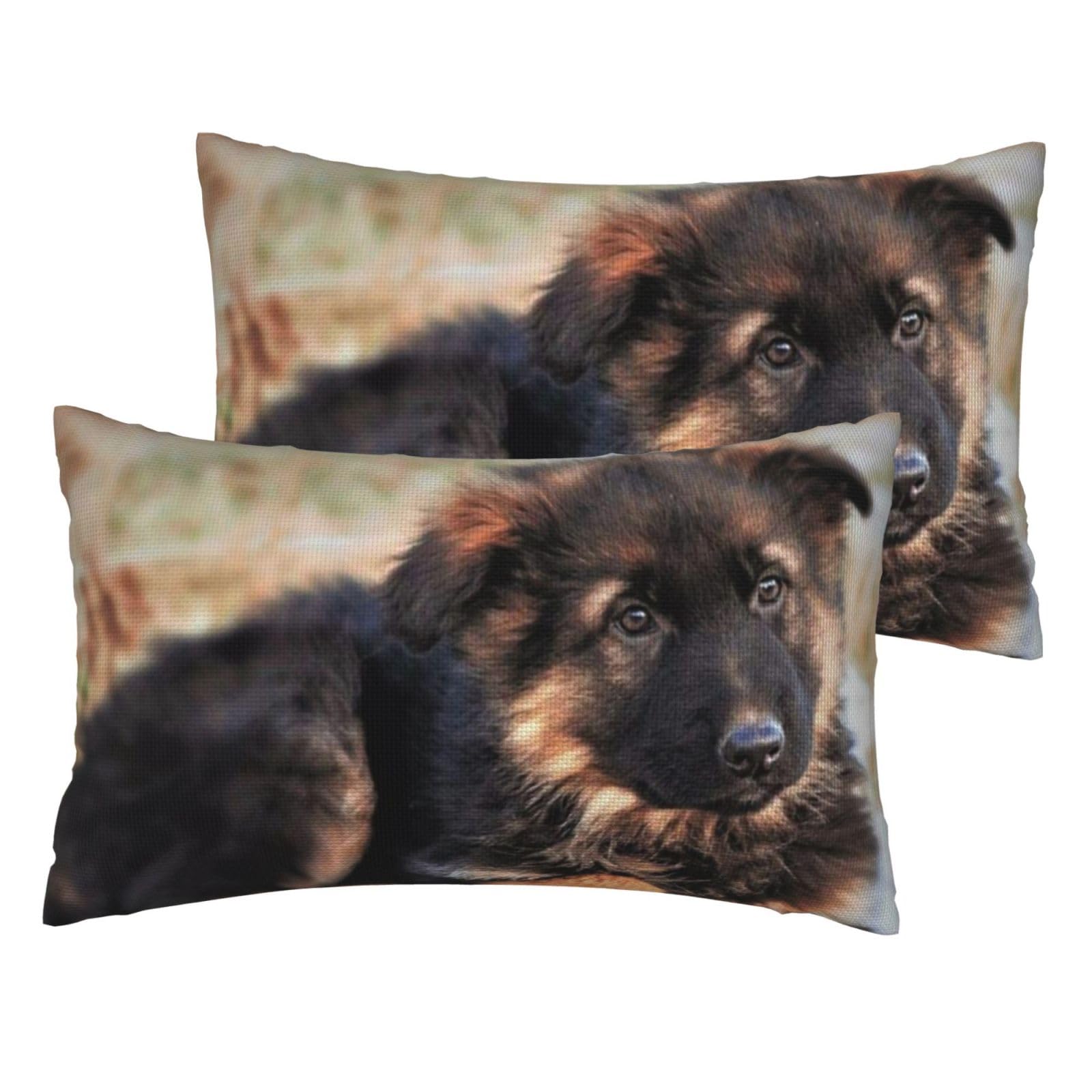 Housse de coussin berger allemand en lin imitation (lot de 2)