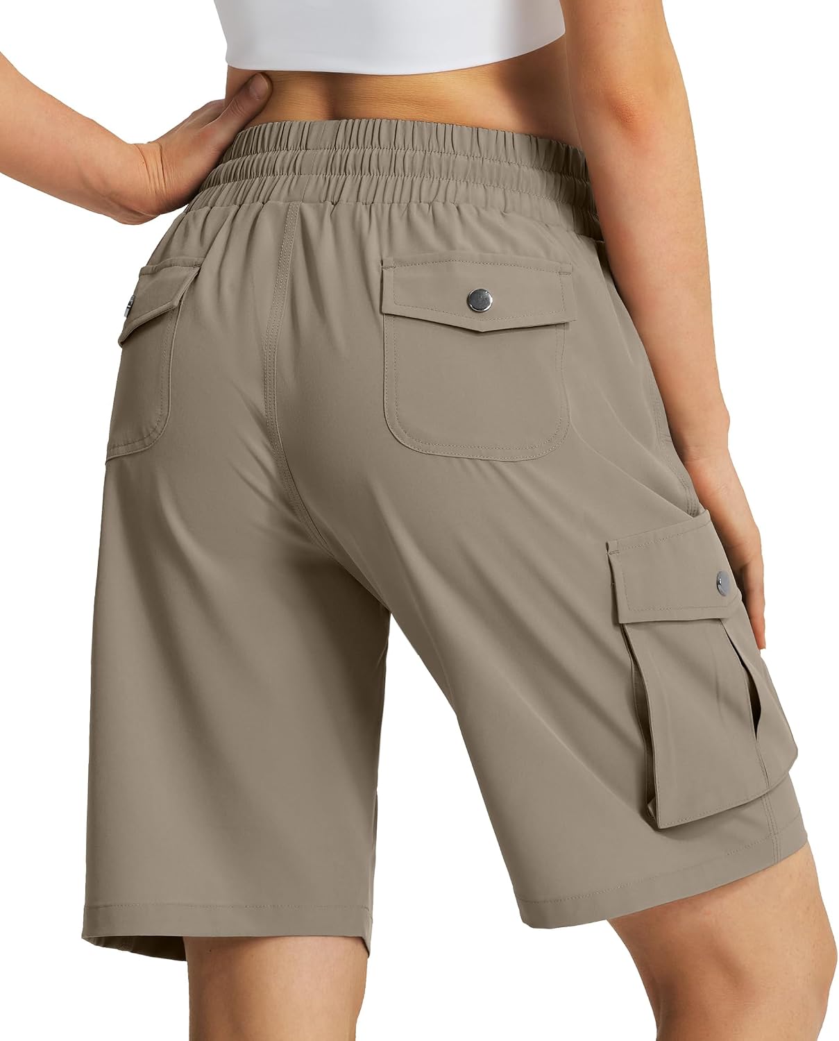 Hugut Women's 9" Hiking Cargo Shorts Quick Dry Lightweight Summer Shorts for Camping Travel Golf 6 Pockets