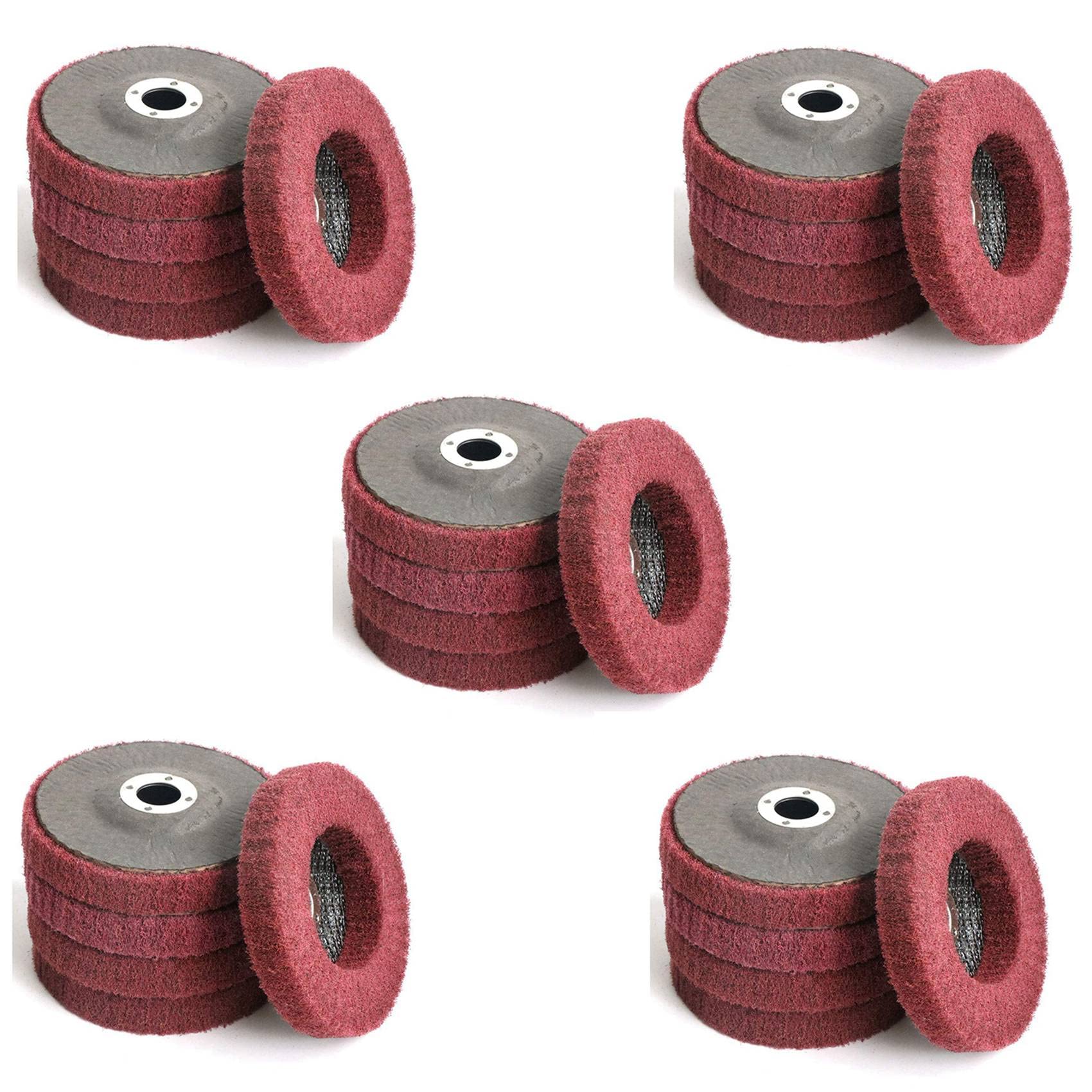 Jnchdghwa Red 25Pcs 4 Inch Nylon Fiber Flap Disc Polishing Grinding Wheel,Scouring Pad Buffing Wheel For Angle Grinder