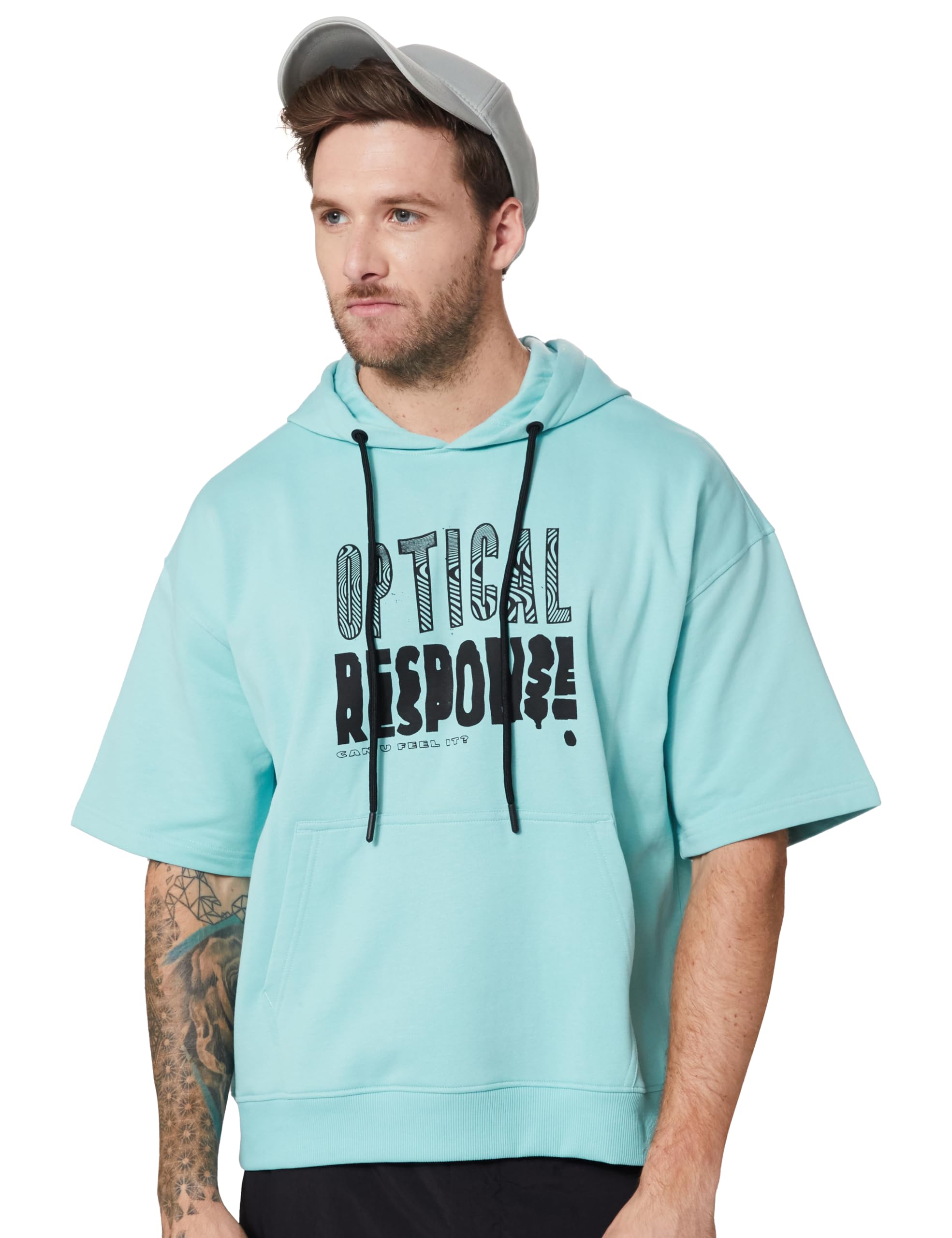 SASSAFRAS Men Cotton Rich Light Weight Hooded Sweatshirt (Oversized Fit) in neutral