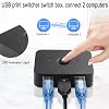 QIANRENON USB 2.0 Printer Sharing Switch 2 Port USB B Pressure Switch Adapter 2 Computers Share 1 Printer Manual Switch with LED Light Includes 2 x 1.5 m USB 2.0 Printer Cable