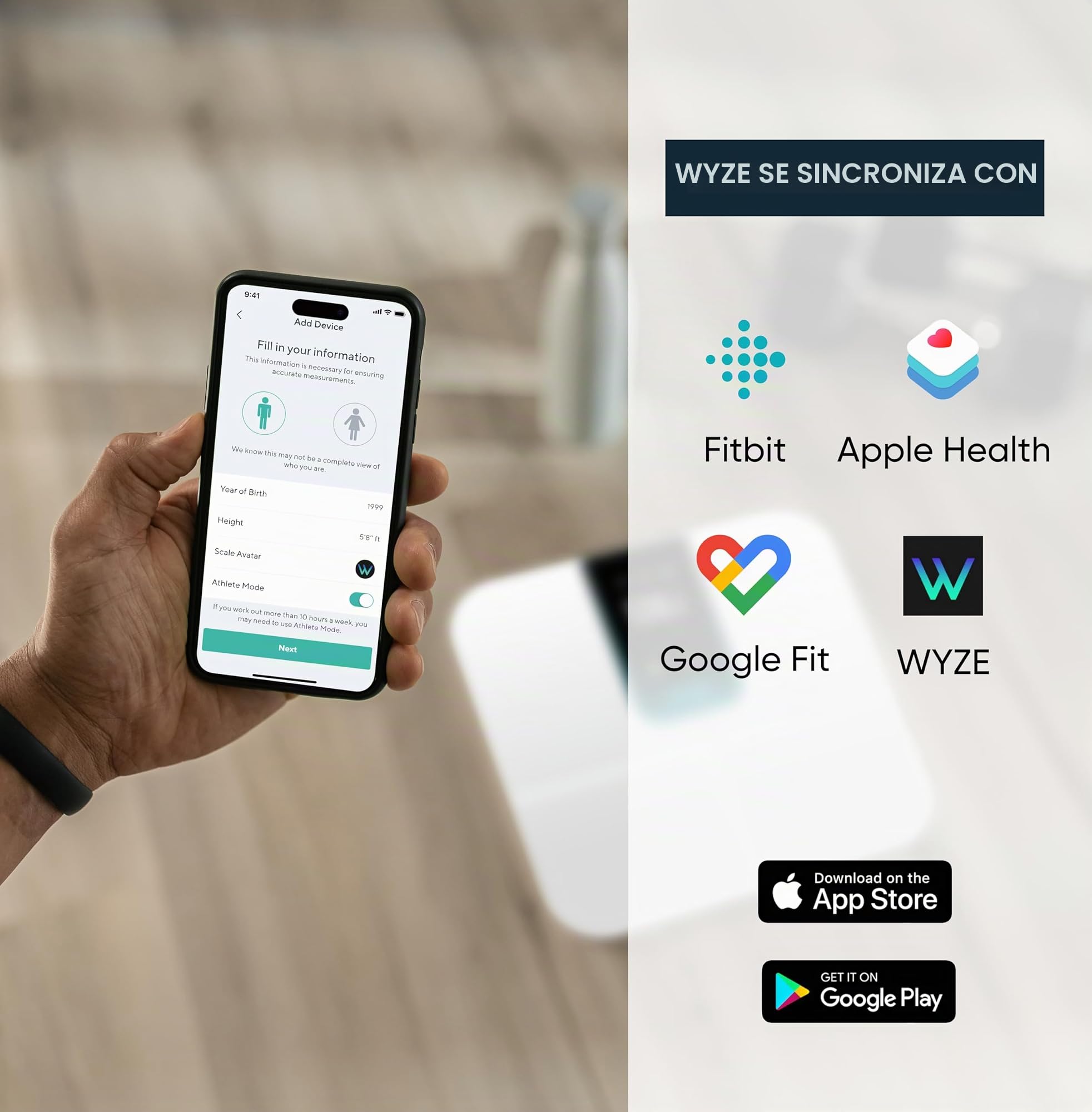 Wyze Scale Báscula ultra, inteligente, color blanco