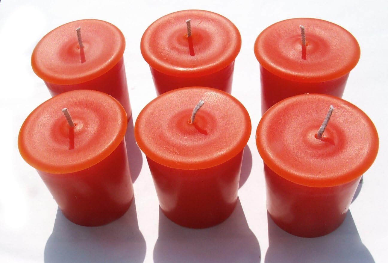 Orange Votive Candles (Pack of 6) Solid Orange Colour
