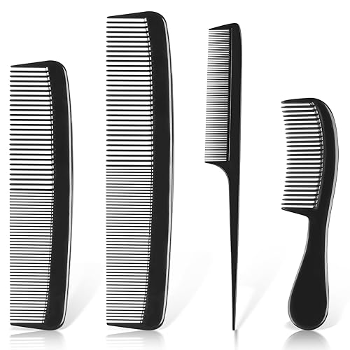 4 Piece Professional Black Comb Set for Men and Women-Fine