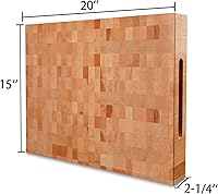 Vista 3 de CONSDAN Tabla de cortar de grano final, madera dura cultivada en Estados Unidos, bloque de carnicero de 20 x 15 pulgadas, arce duro con mango