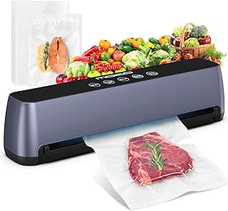 MoKo Vacuum Sealer Machine,85kpa Food Vacuum Sealer, Full Automatic Air Sealing System for Food Sealer, LED Touch Food Sealer with Dry and Moist Food Modes, Compact Design, 20Pcs Seal Bags Starter Kit