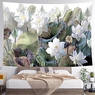 Sponsored Ad - Lotus Flower Tapestry, Abstract Watercolor Floral Tapestry, Living Room Bedroom Wall Hanging for Home Decor...