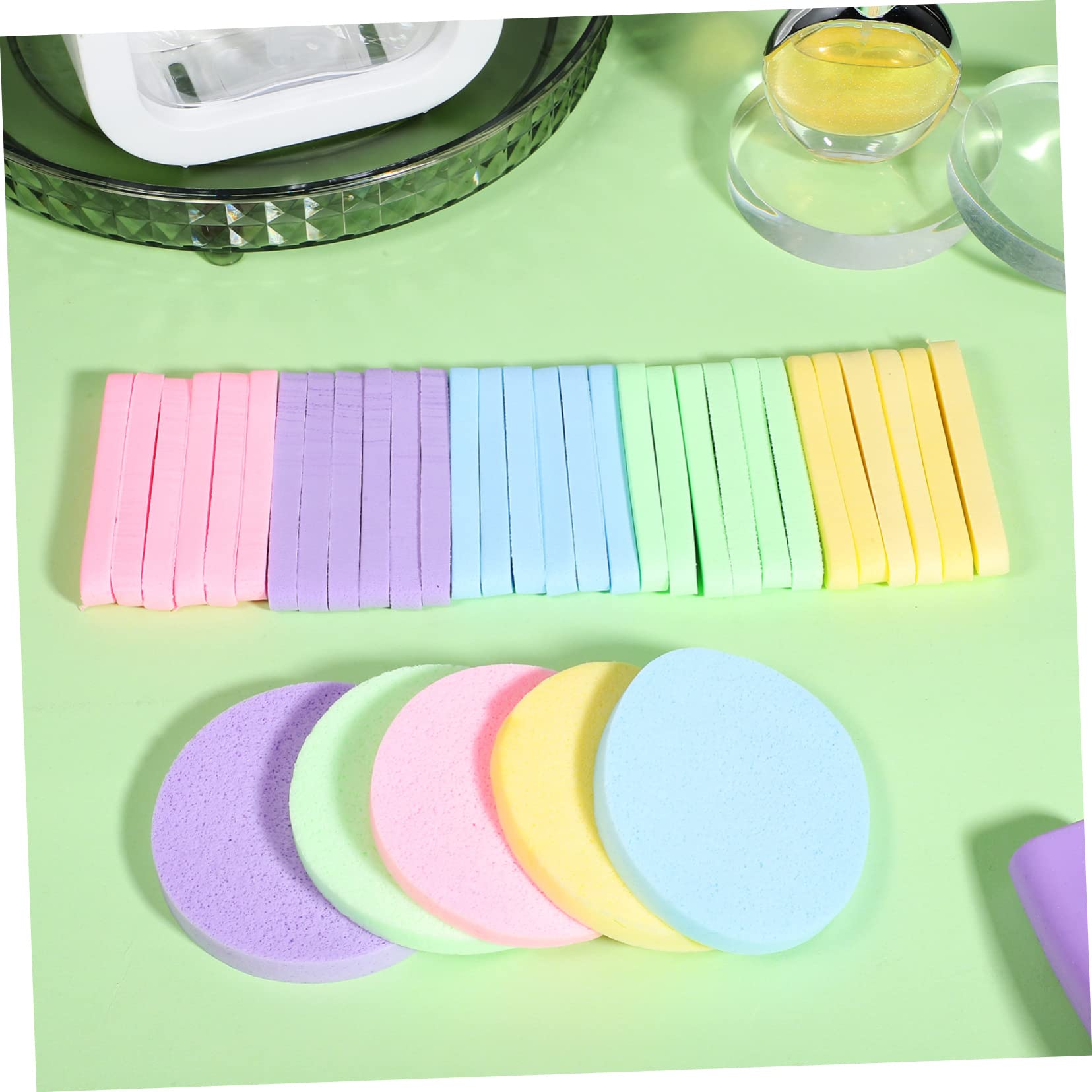 120 piezas Esponjas Faciales Comprimidas para Limpieza y Exfoliación para Mujeres y Reutilizable y Incluye Color