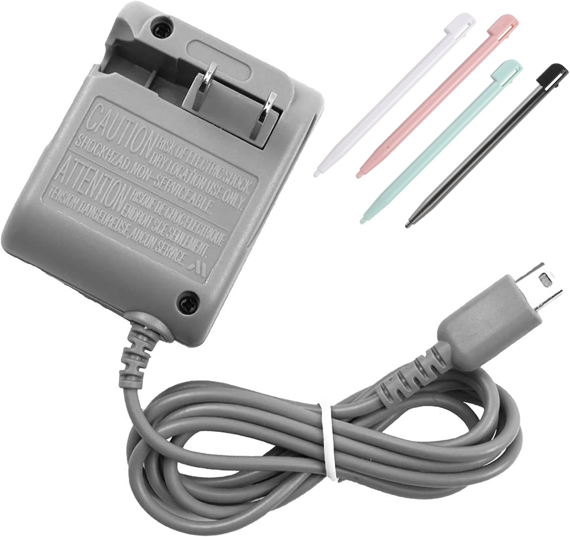 CSTESVN DS Lite Charger Kit, AC Power Adapter Charger and 4 Stylus Pen Compatible with Nintendo DS Lite, Wall Travel Charger Replacement for DS Lite(100-240v)
