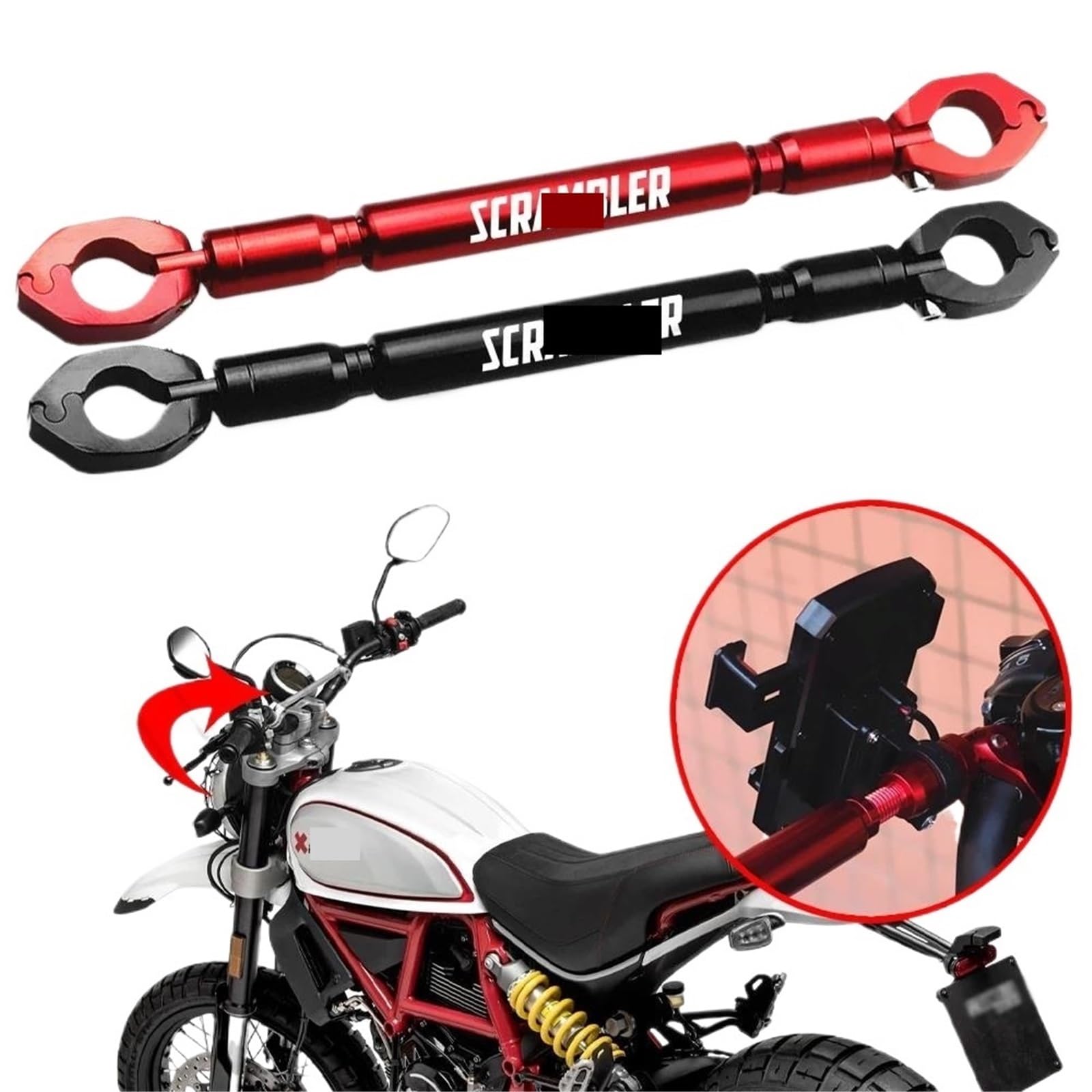Per Ducati Per Scrambler 800 400 1100 Icona Accessori Moto Balance Bar Manubrio CNC Traversa Leve Supporto Del Telefono Parti Traversino Manubrio Moto(4)