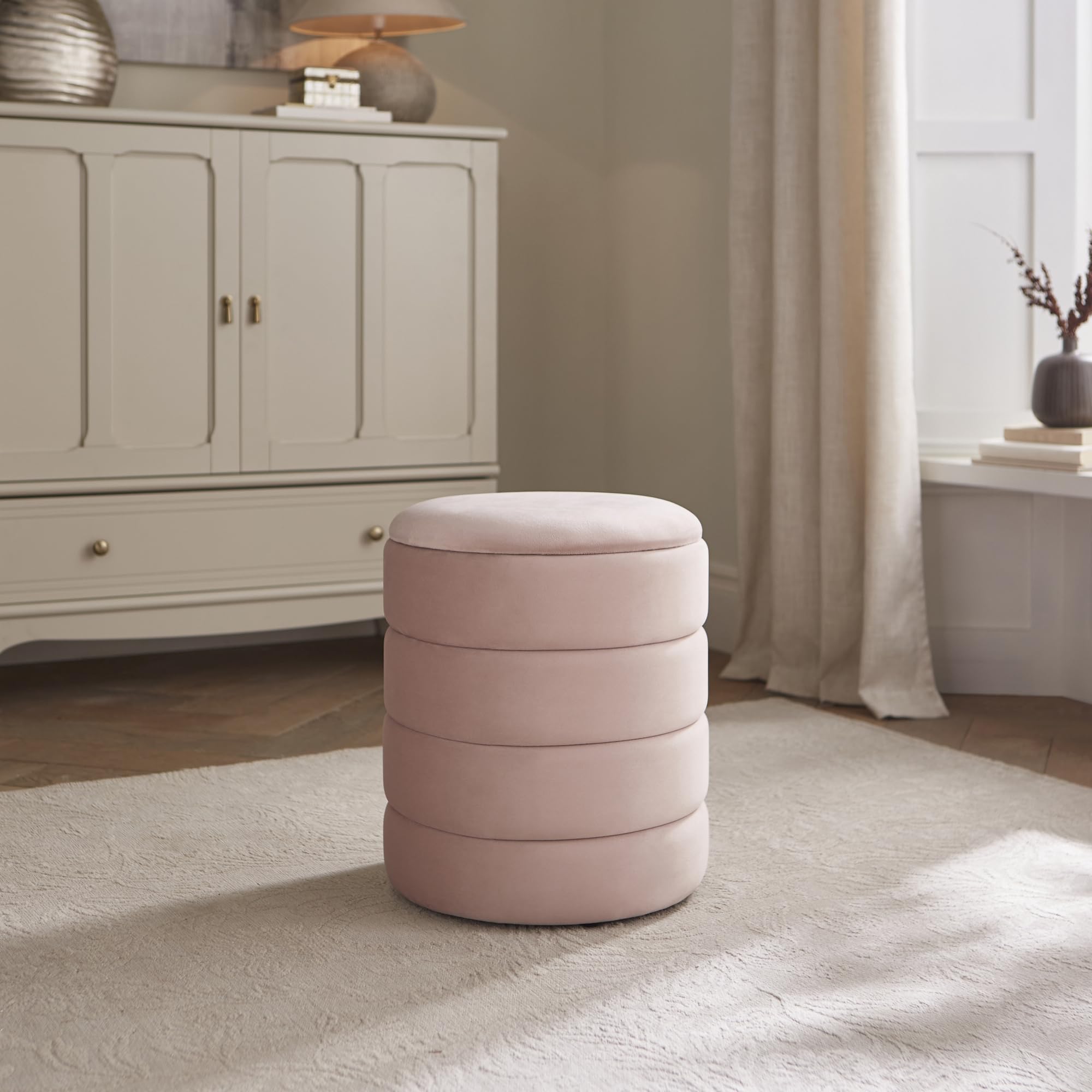 GFW Klara Velvet Storage Stool - Pink