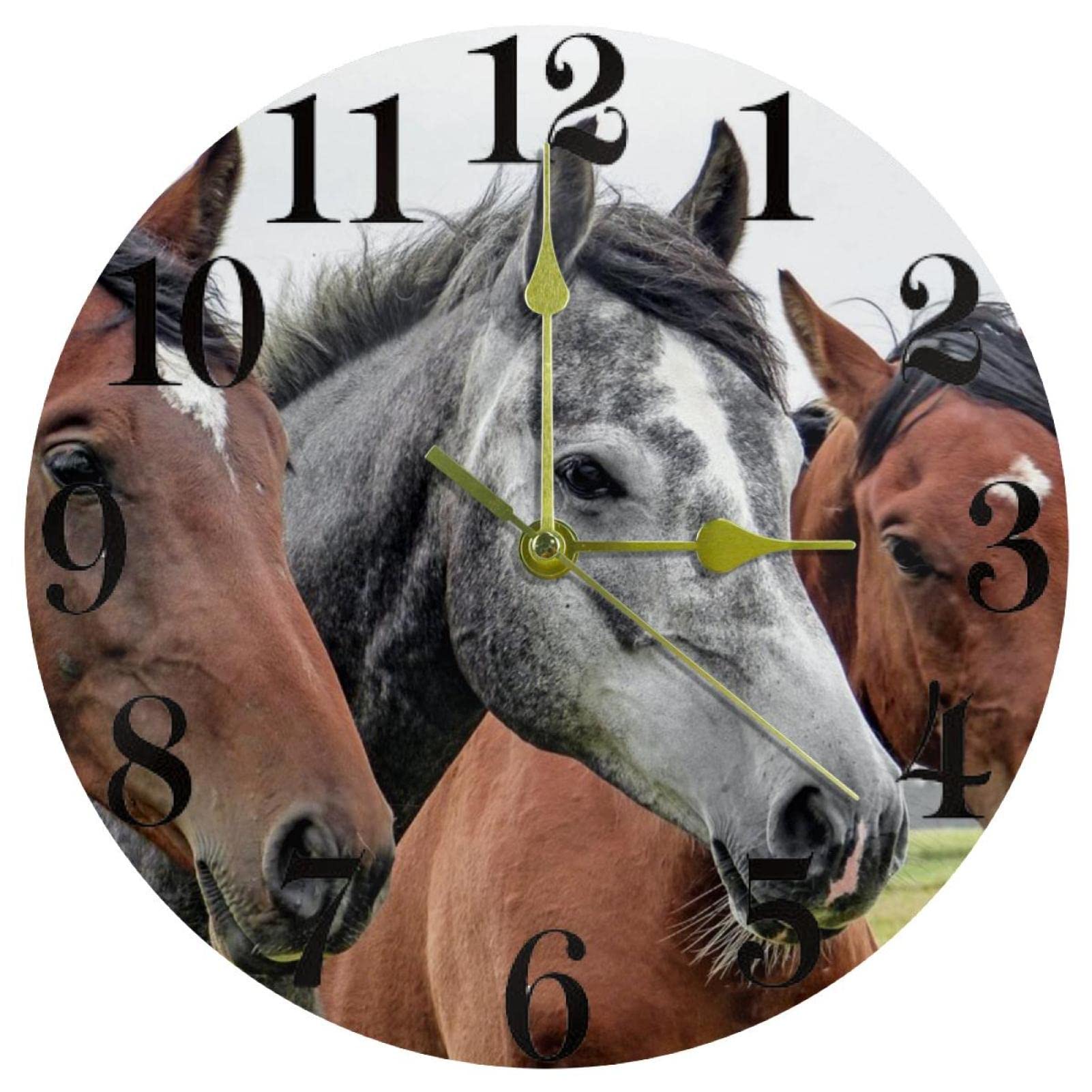 Horloge murale quartz cheval 25cm silencieuse pour sublimer le salon et la cuisine