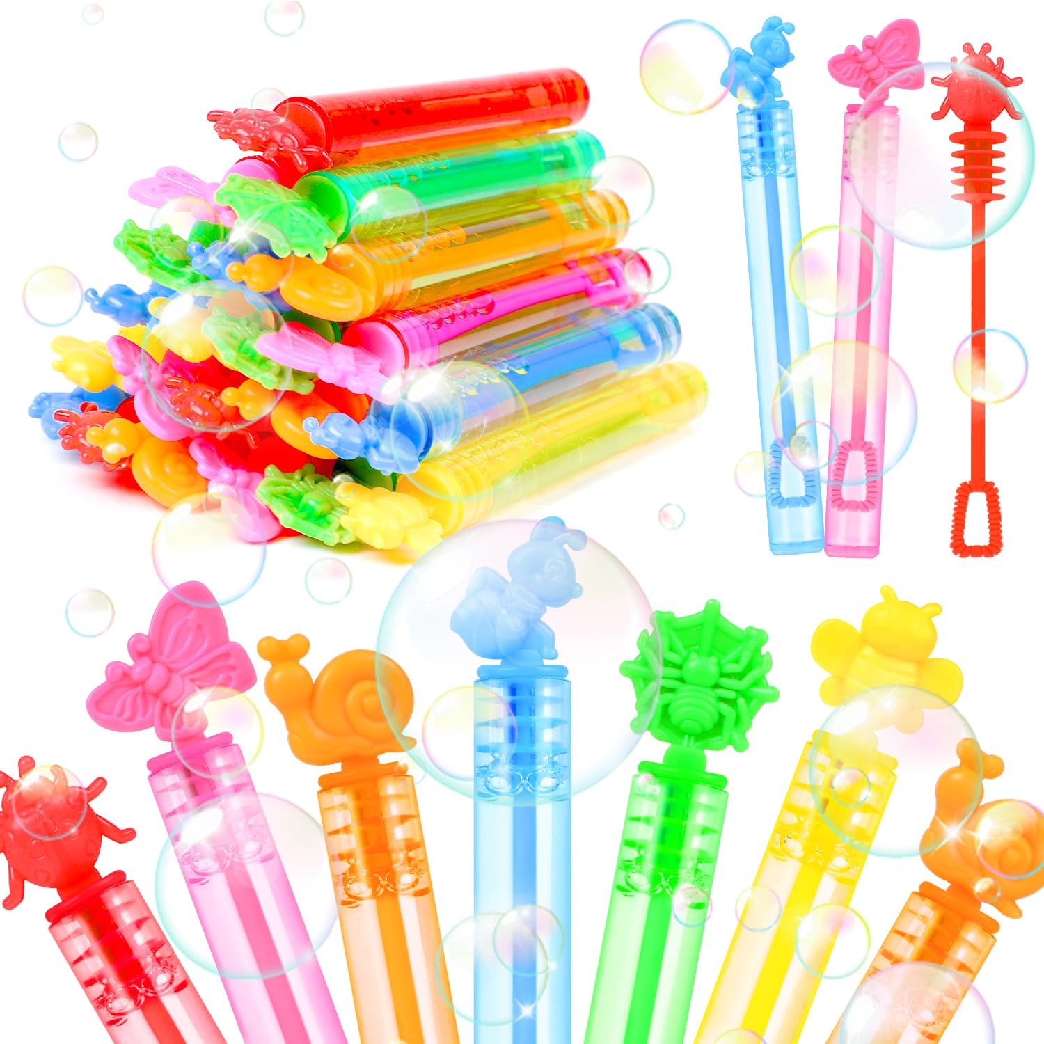 SULOLI 24 Piezas Mini Pompas de Jabón，Burbuja Varita de Burbujas para Cumpleaños Infantiles, Bodas, Halloween，Exteriores Juguetes para Niños (6 Colores