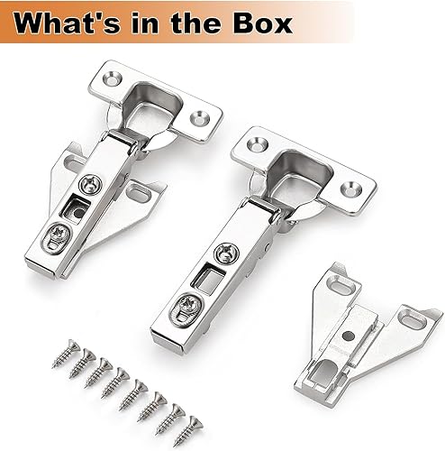 Miniatura 7 de Probrico Bisagras de gabinete de cocina de apertura suave, 10 pares (paquete de 20), bisagras ocultas de montaje en marco frontal de níquel satinado