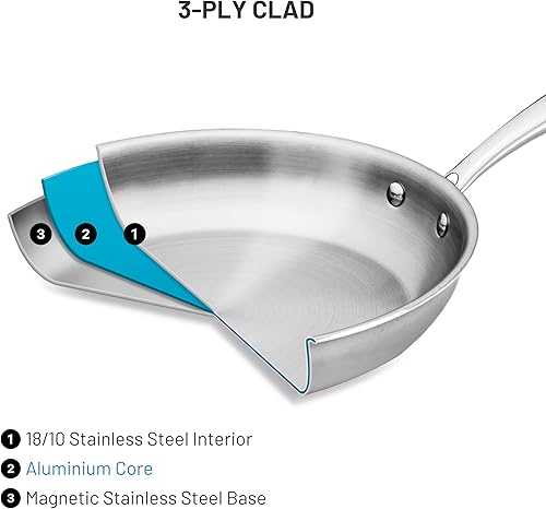 Miniatura 3 de Set de utensilios de cocina Lagostina Martellata Tri-ply Q553SA64 de acero inoxidable forjado apto para lavavajillas y horno, Juego de acero
