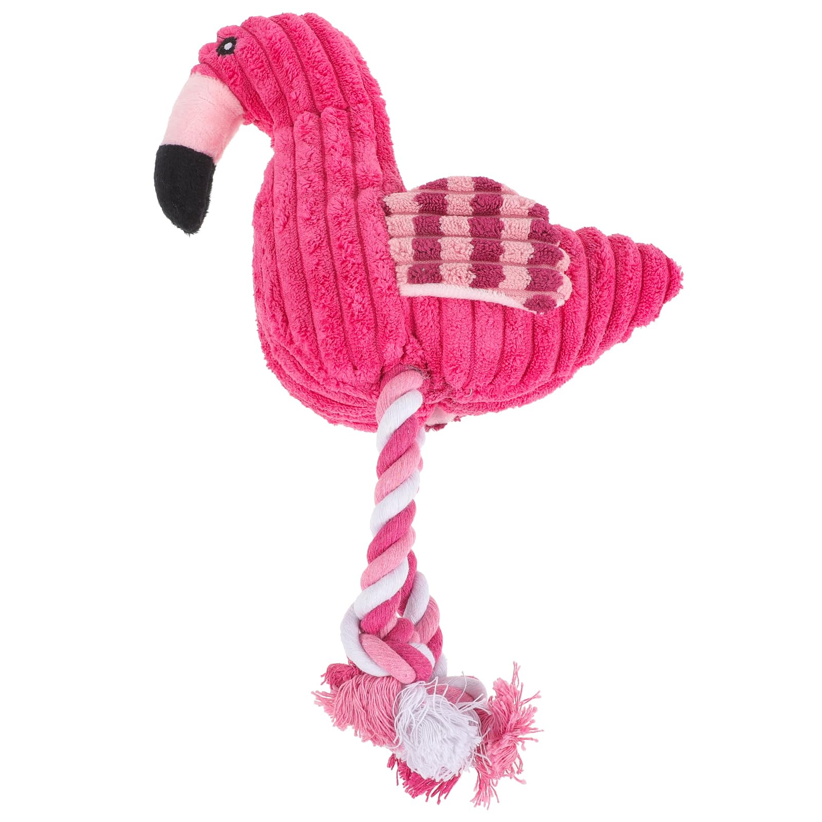 POPETPOP Flamingo Dog Rope Toy Pink Chew Toy for Large Dogs Lightweight Squeaky Rope for Indoor Tug-of-War and Teeth Cleaning Interactive Play