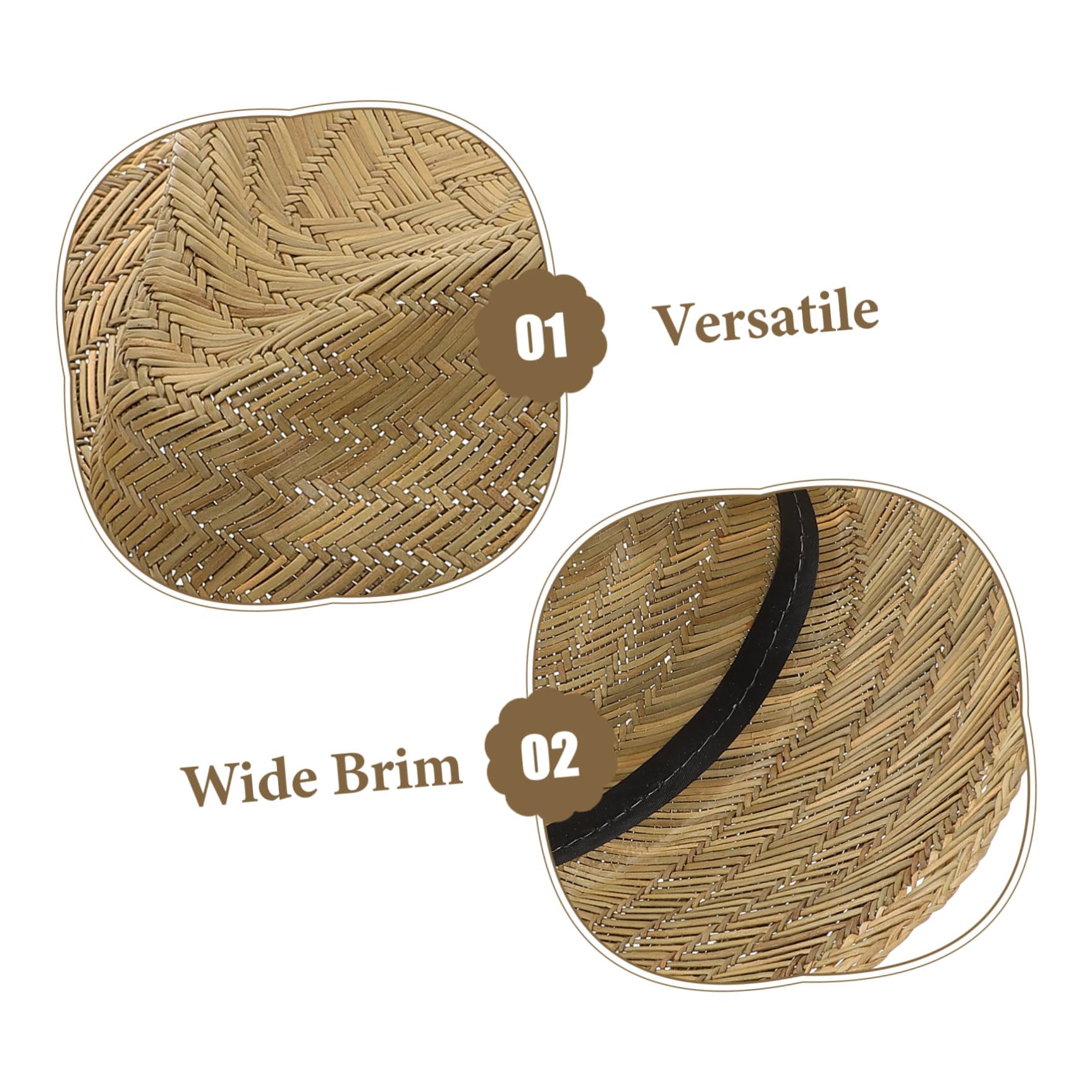 Operitacx Chapeau de Paille à Larges Bords pour Hommes Été, Protection UV, Léger et Décoratif, pour Activités de Plein Air et Randonnée, Taille 58-60 Cm