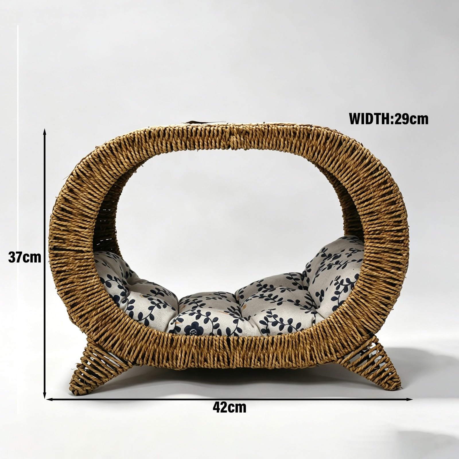 Cestino per Animali Domestici in Vimini Resistente, Fatto a Mano e Lavabile, Adatto a Tutte Le Stagioni, per Cani di Piccola Taglia.(Brown,Oval)
