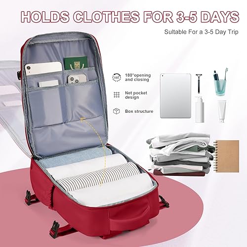 Vista 56 de VECAVE Mochila de viaje para laptop, mochila aprobada para vuelos,Mochila deportiva para universidad casual, A-Negro, Mochila para laptop