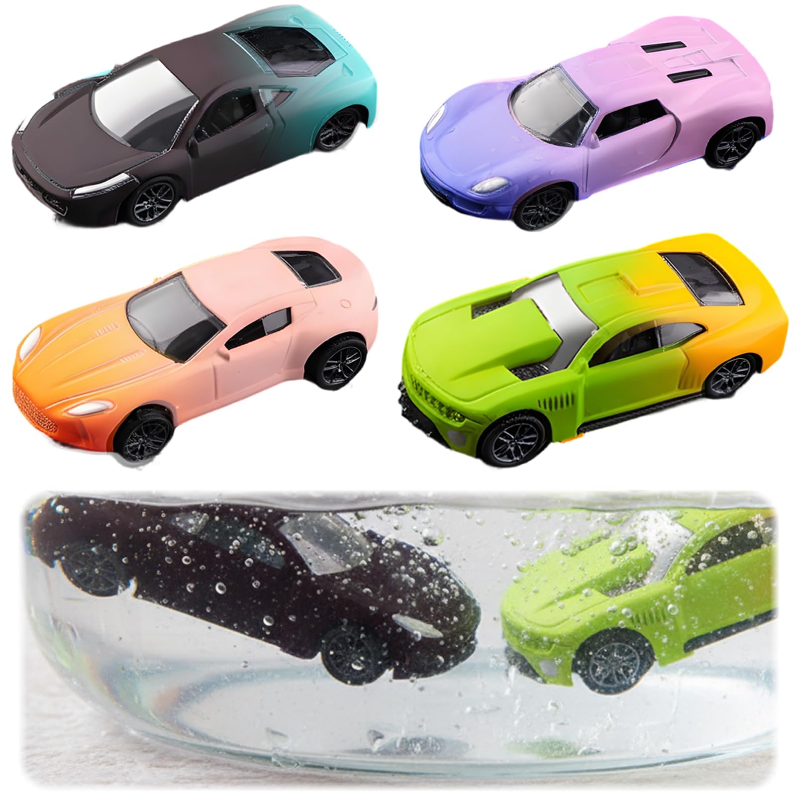 DNTHYRIN 4Pcs Colour Changing Cars, Mini Car Racing Car Playset, Water Activated Colour Changing