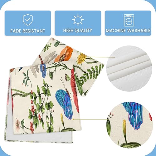 Miniatura 5 de Table Runner Flower Butterfly Dragonfly, Rustic Linen Table Cloth for Farmhouse Kitchen, Dinner, Events, Party, Holiday Table Decor 13 x 36 Inches