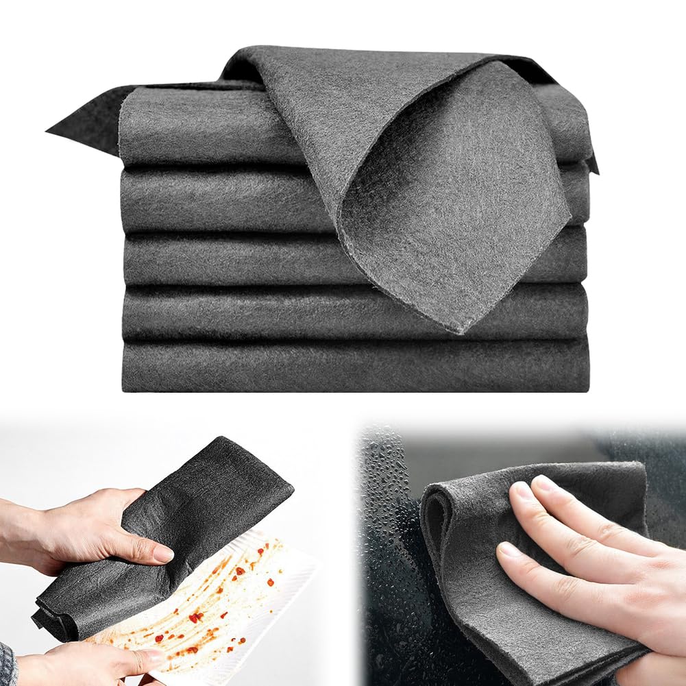 Paño de limpieza mágico grueso, paños de limpieza de microfibra reutilizables mejorados 2025, paño de limpieza multiusos con alta absorción de agua para coche, ventanas, 20 piezas/gris, 12 x 12