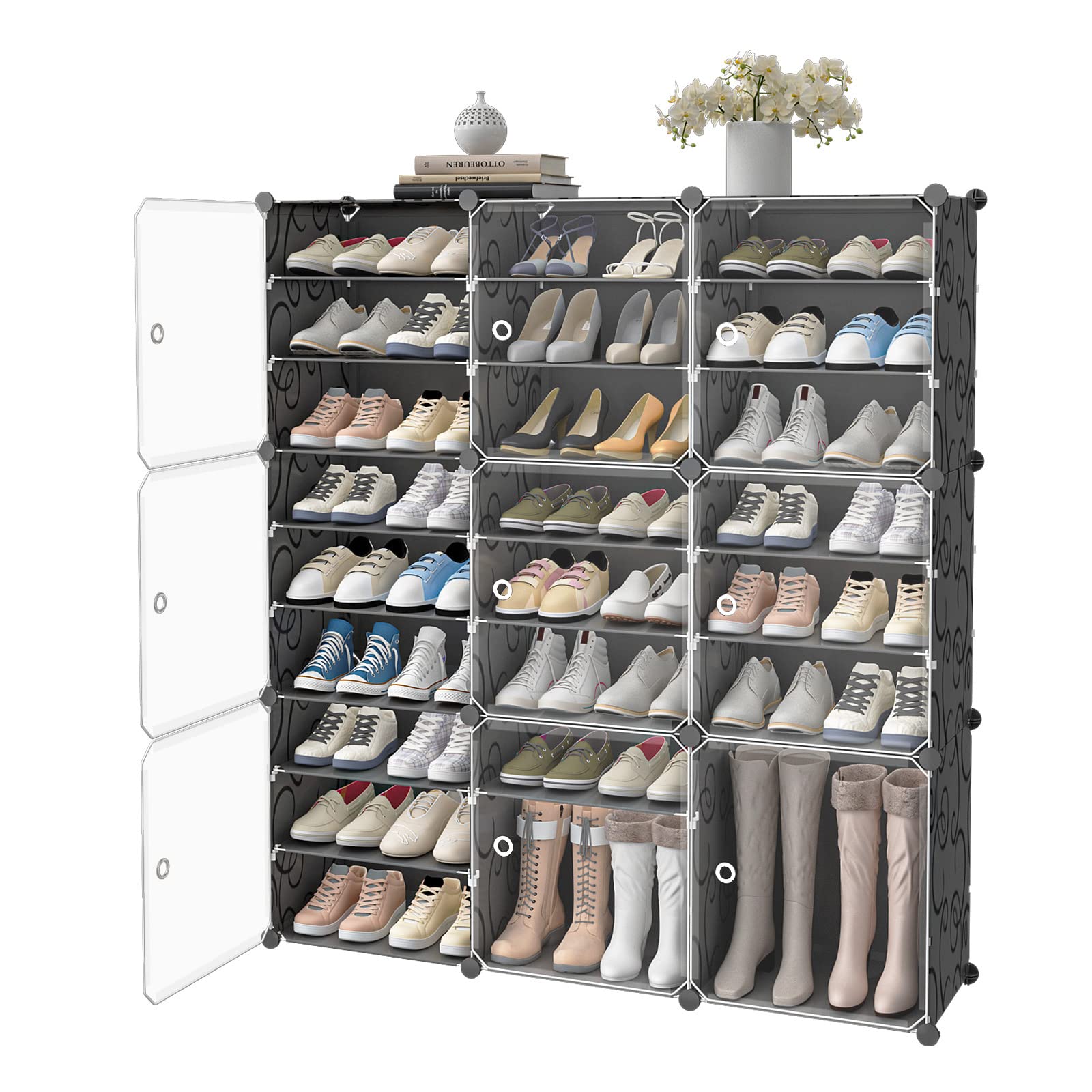 Photo 1 of Aeitc Shoe Rack 9 Tiers Shoe Organizer Narrow Standing Stackable Shoe Storage Cabinet for Closet 54 pairs Transparent