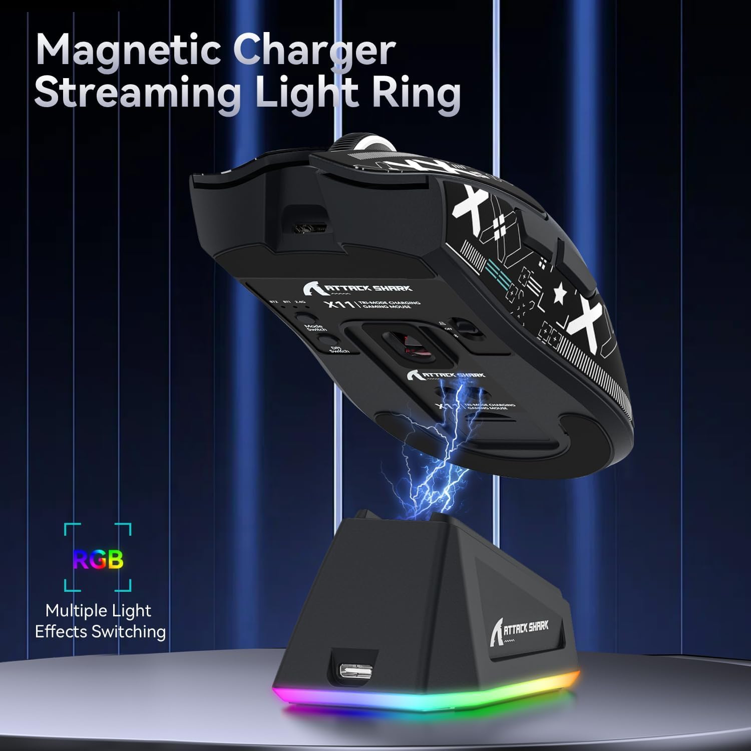 ATTACK SHARK 3-in-1 Kabellose X68PROHE-Tastatur und X11-Gaming-Maus-Kombination,BT/2,4G/Wired,8KHz-Magnetschalter mit schnellem Trigger,PixArt PAW3311,22000DPI,gewickeltes C01PRO–Schwarzer Farbverlauf