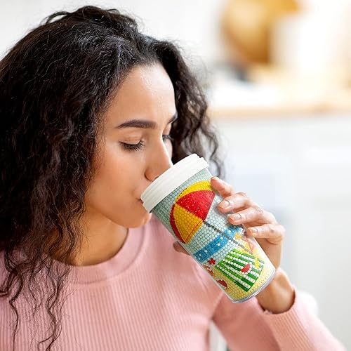 Miniatura 3 de Botella de agua 5D con pintura de diamante de búho de taladro completo, botella de agua libre de BPA de 16 onzas y cristal de diamante, vaso de café