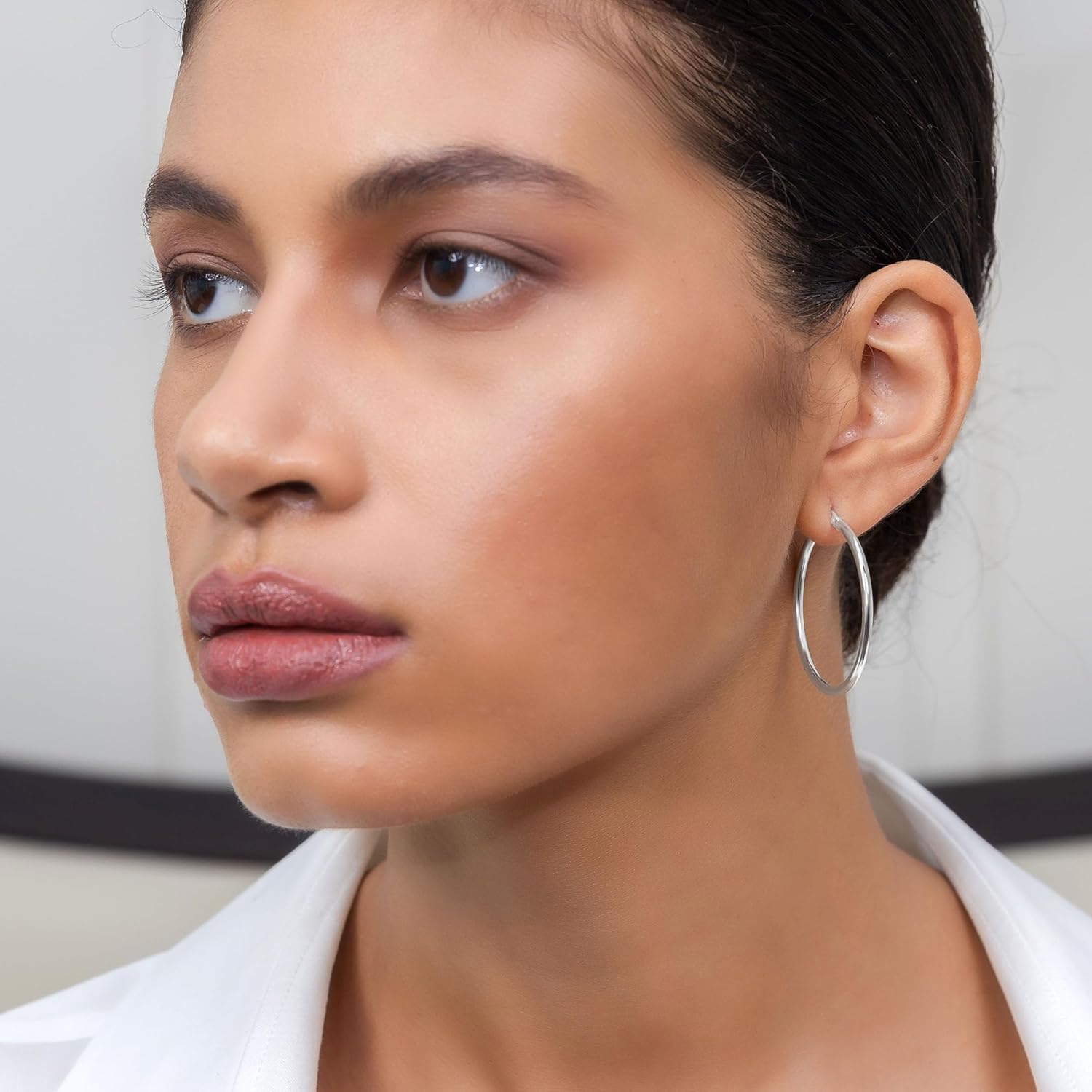 Hoops & Loops - Sterling Silver 35mm High Polished Click Top Hoop Earrings in Sterling Silver