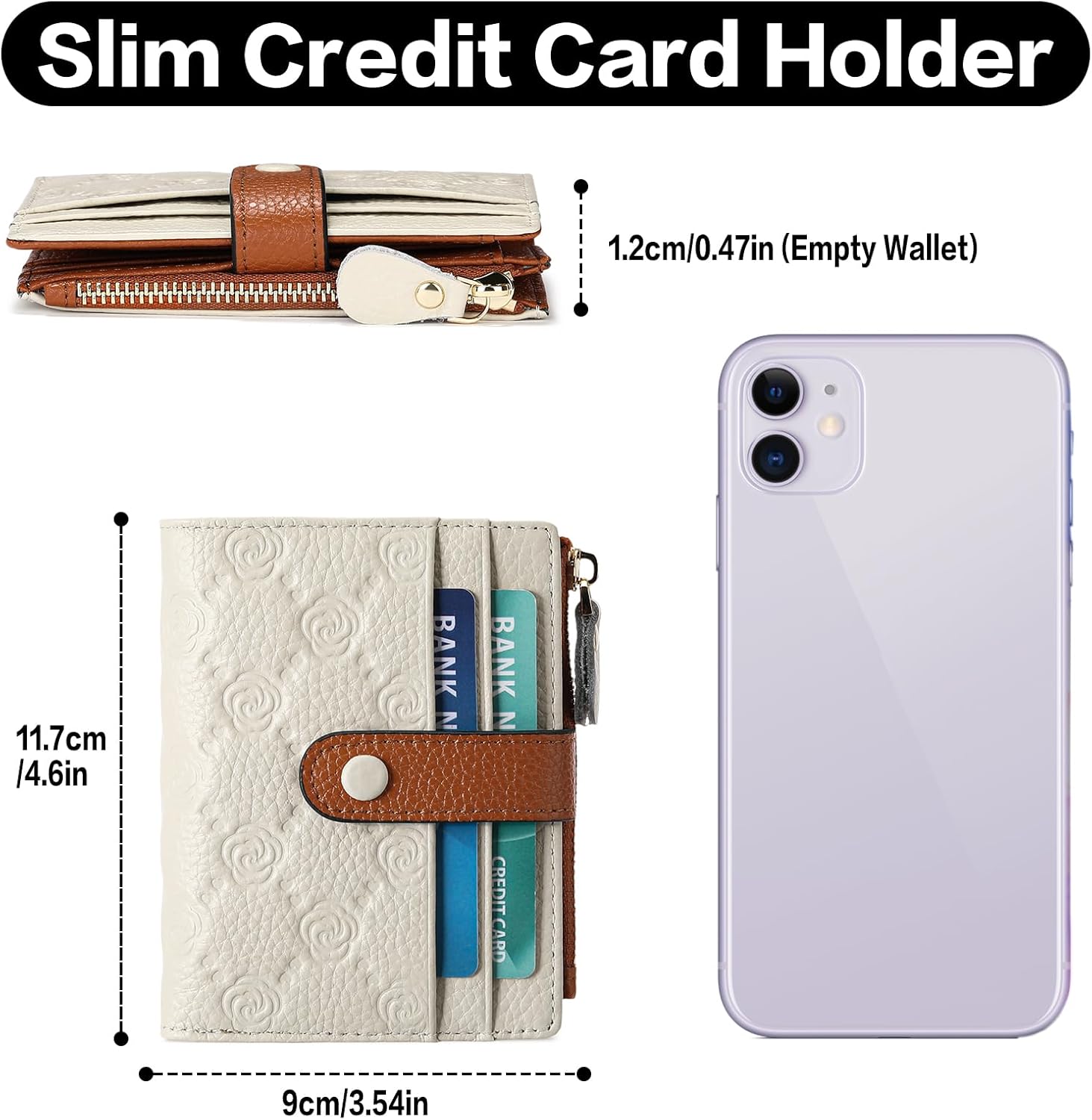 FALAN MULE Small Wallets for Women RFID Blocking Slim Bifold Leather Womens Wallet with Zipper Coin Purse - Image 3