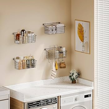 Amazon.co.jp: Sonyabecca 4個パック 吊り下げ式ウォールバスケット