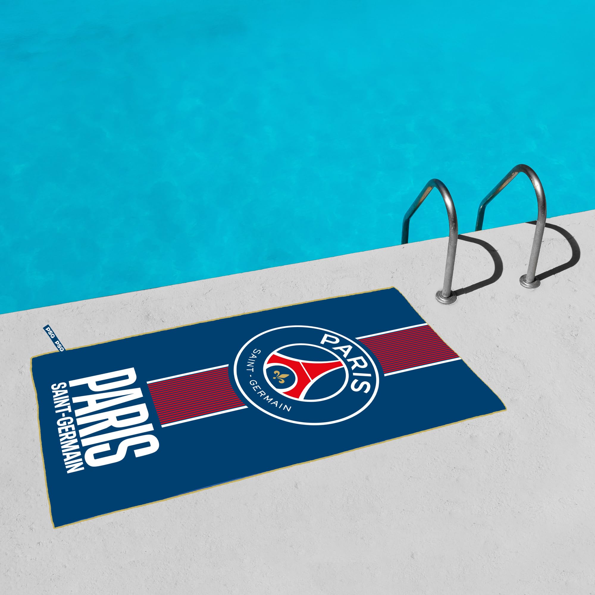 OMYDREAM PSG Prince Serviette de Bain et de Plage | Doux & Ultra-Absorbant | Oeko-TEX | 70x140 cm | Microfibre (Bleu)