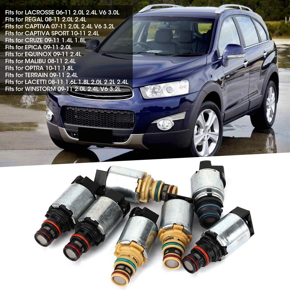 Set di 7 Elettrovalvole per Trasmissione Automatica 6T40,Set di solenoidi di trasmissione 6T40 Parti di trasmissione automatica compatibili con 06-11 Terrain