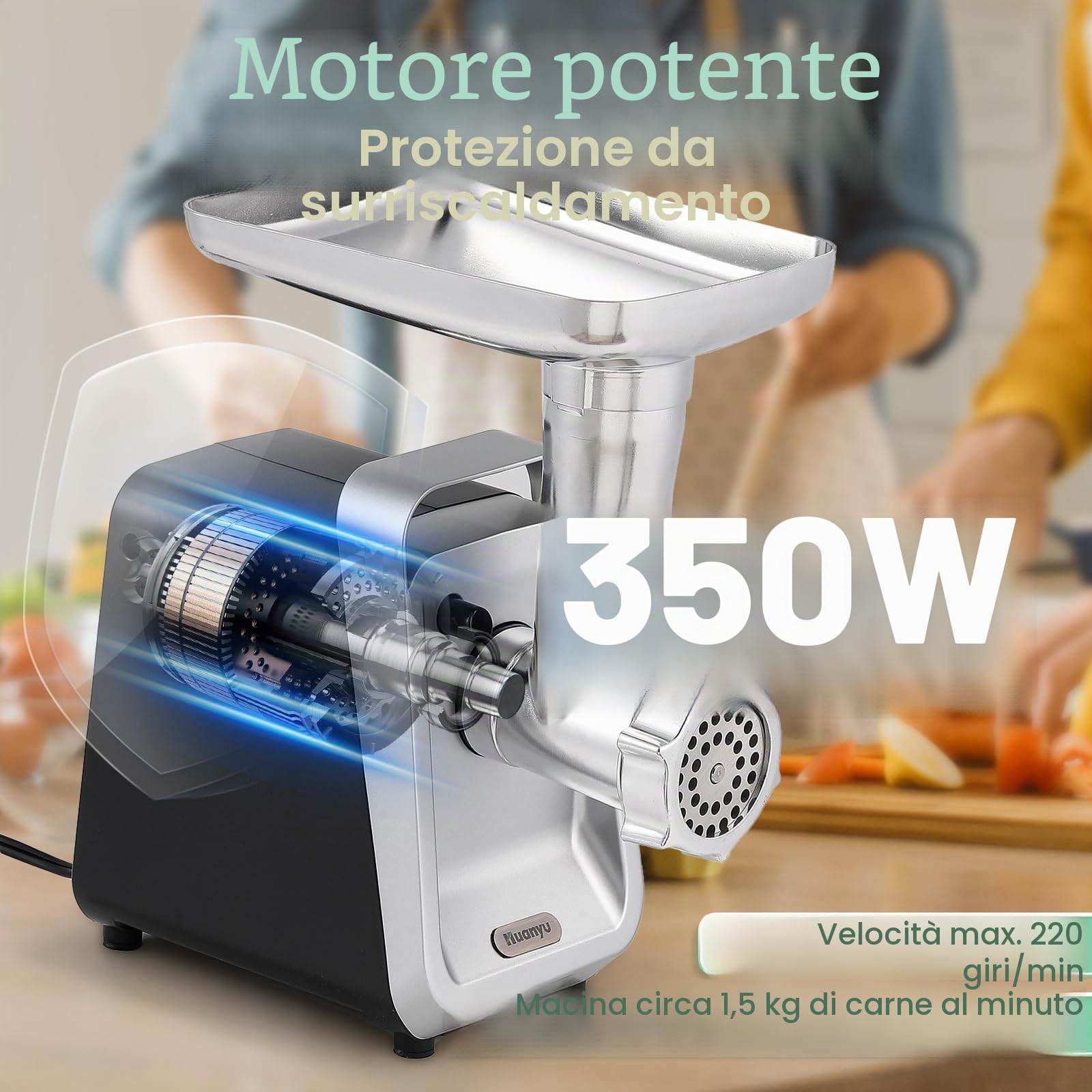 Huanyu Electric Meat Grinder and Cheese Grater (Nero)