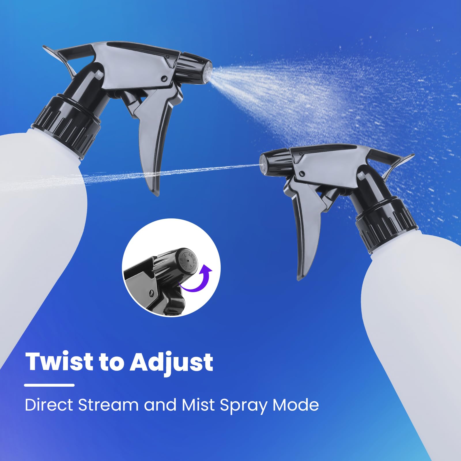 HDPE flacone spray d'acqua 500ml Flacone di plastica spray vuota per Soluzioni per la pulizia, piante, candeggina, aceto, alcool