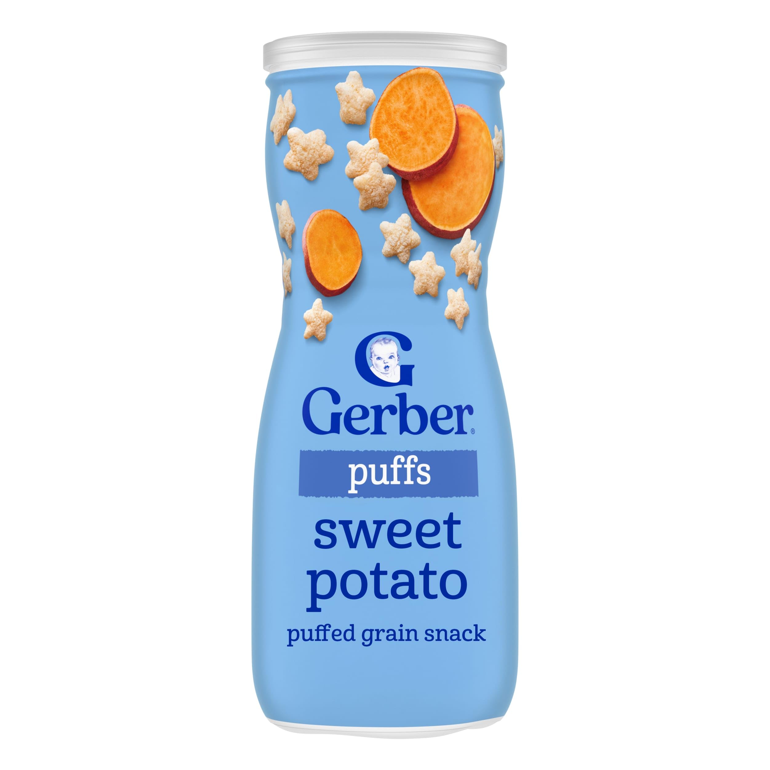 Gerber Stage 3 Baby Snacks, Sweet Potato Puffs, Puffed Grain Snack, Baby Led Feeding, Iron & Choline, Puffs Snacks for Babies
