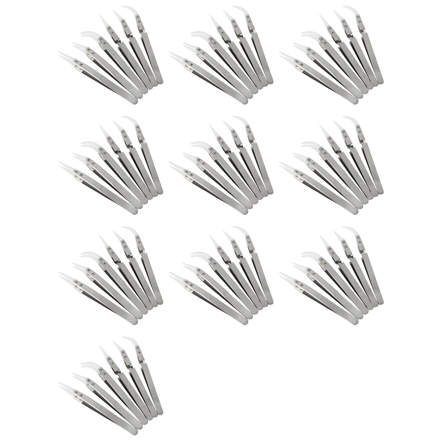 60 Pezzi di Pinzette per Saldatura Inversa nel Ceramica di Precisione, Set di Pinzette con Punte un Punta e Curve Non Conduttive, Antimagnetiche
