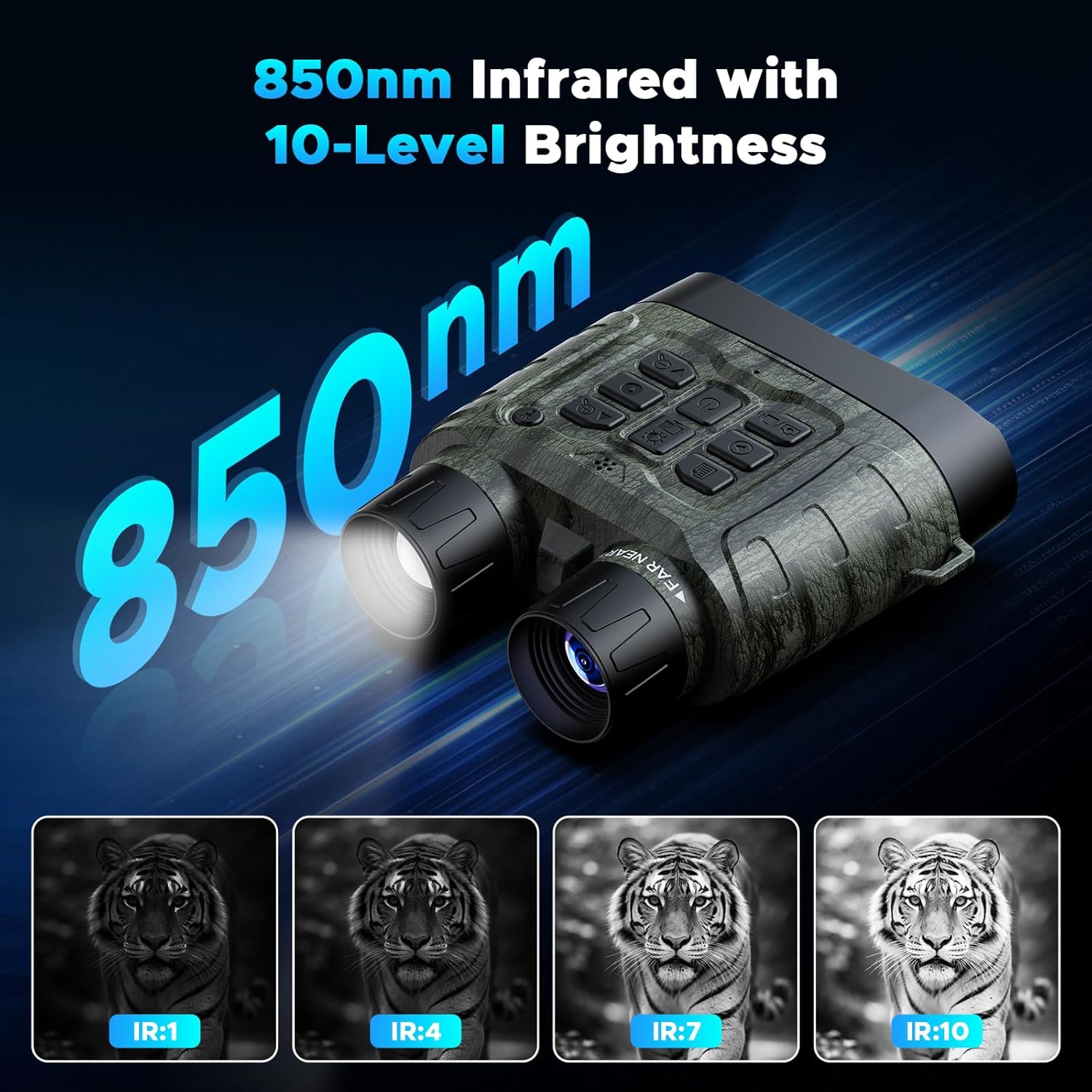 Night Vision Binoculars - 112MP 4K Night Vision Goggles, 5000mAh Battery & 64GB Card, 1500FT Range, Tactical Flashlight for Wildlife Hunting, Camping, Outdoor Adventure, Security Surveillance