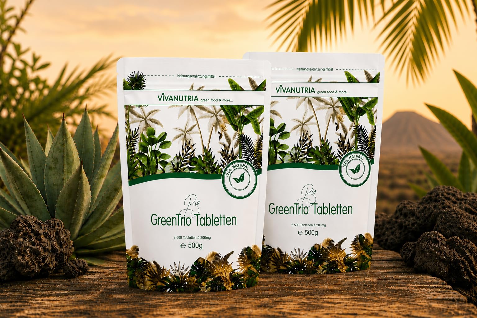 VivaNutria Bio Green Trio Presslinge 1000g | aus kontrolliert biologischem Anbau I 5000 Tabletten aus Spirulina Chlorella & Gerstengras I ohne Zusätze I Rohkostqualität I vegan