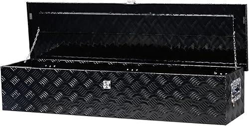 Miniatura 5 de MOTORHOT Caja de herramientas de placa de diamante de aluminio de 49 pulgadas, caja de almacenamiento para caja de camioneta, caja organizadora de