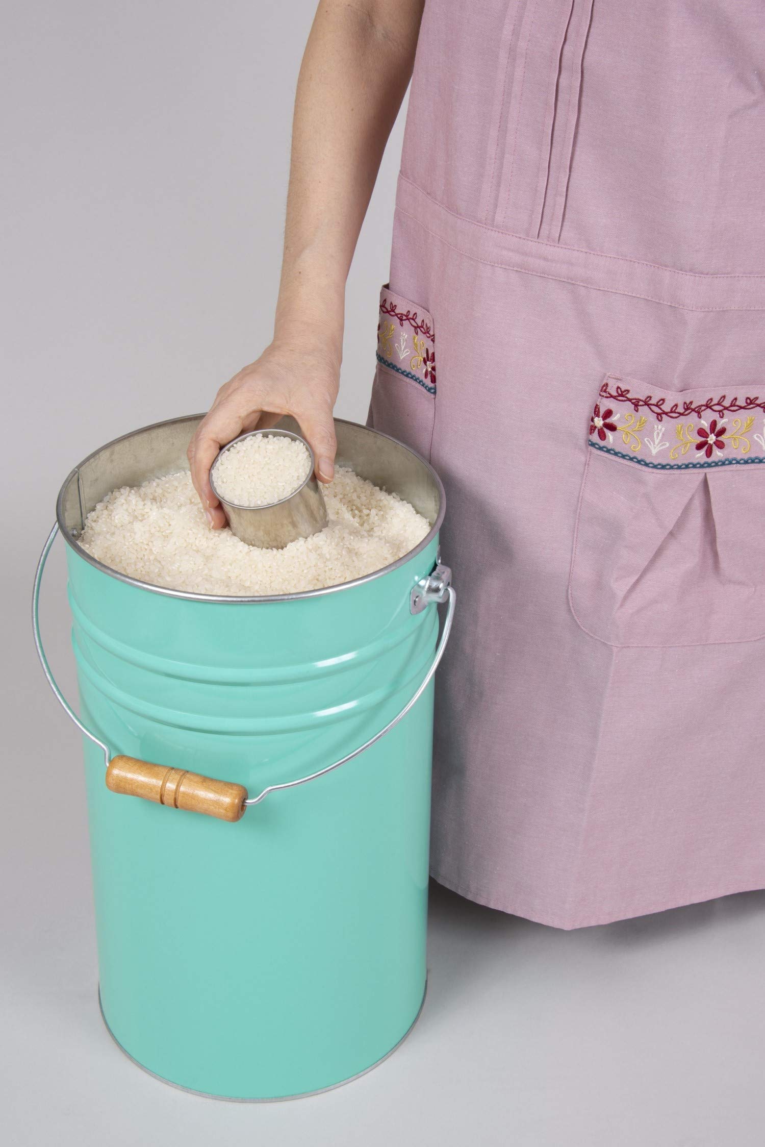 Amazon｜三和金属(Sanwakinzoku) トタン丸型米びつ ターコイズ