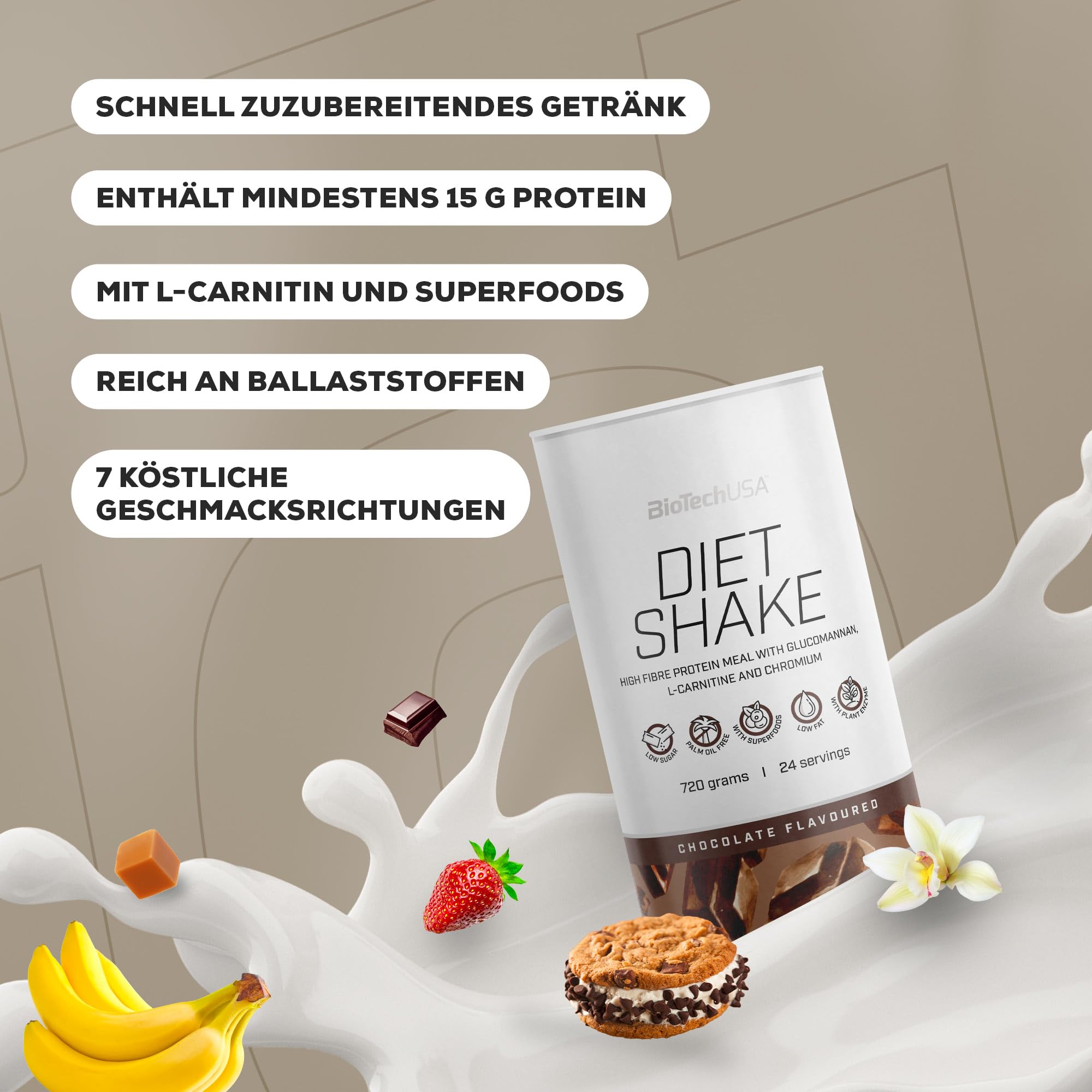 BioTechUSA Diet Shake | Ballaststoffreiches Molkeneiweiß-Getränkepulver