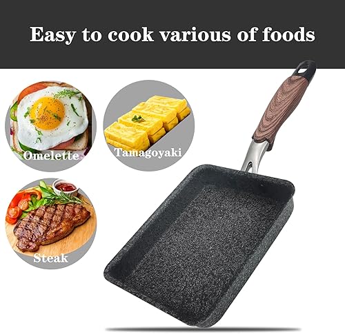 Miniatura 7 de Juego de sartenes Tamagoyaki, sartén antiadherente para tortilla japonesa, bandeja cuadrada para huevos Tamagoyaki, rectangular