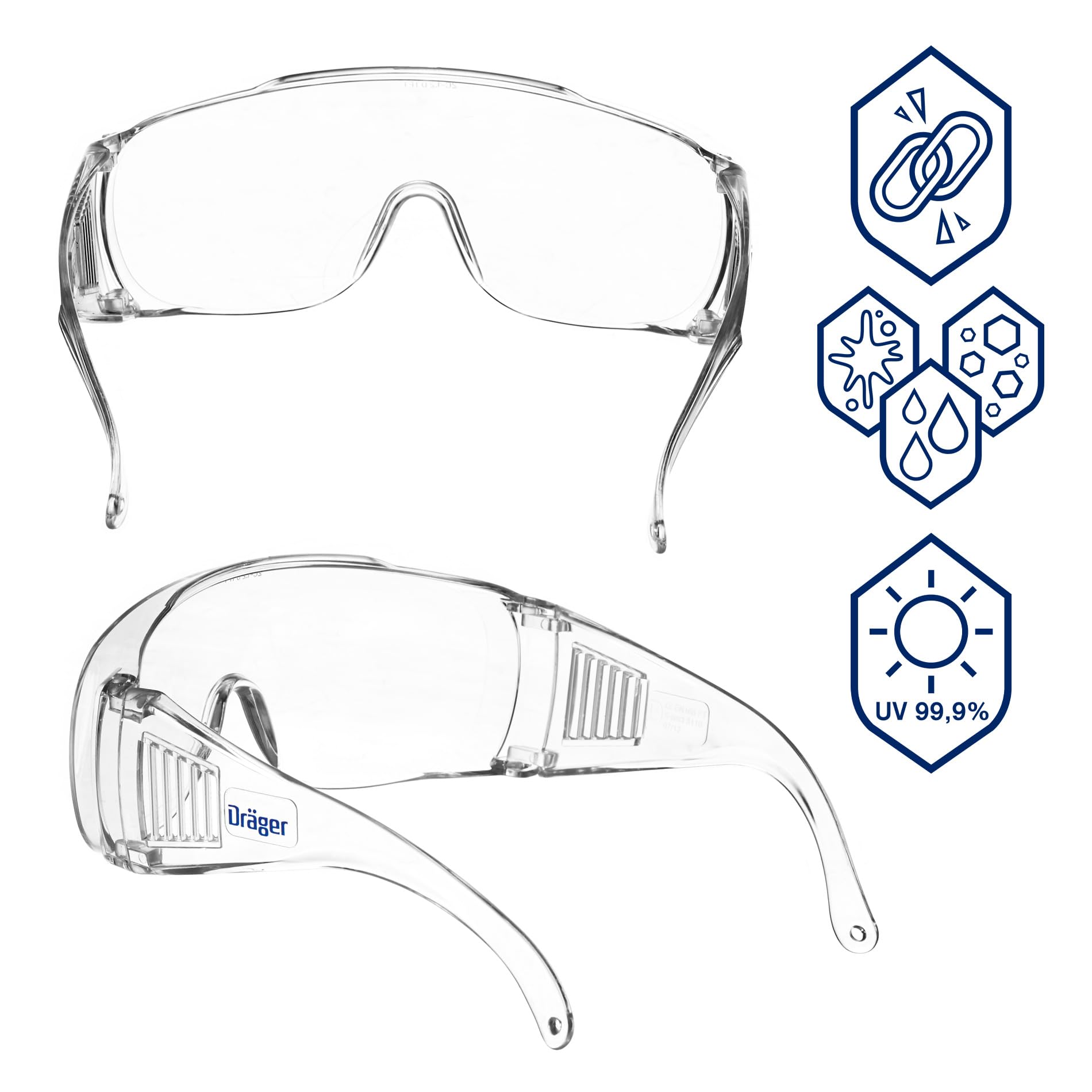 Okulary ochronne Dräger X-pect 8110 | okulary ochronne przeciwmgielne do użytku profesjonalnego lub osobistego | na budowie, w laboratorium, do pracy z chemikaliami