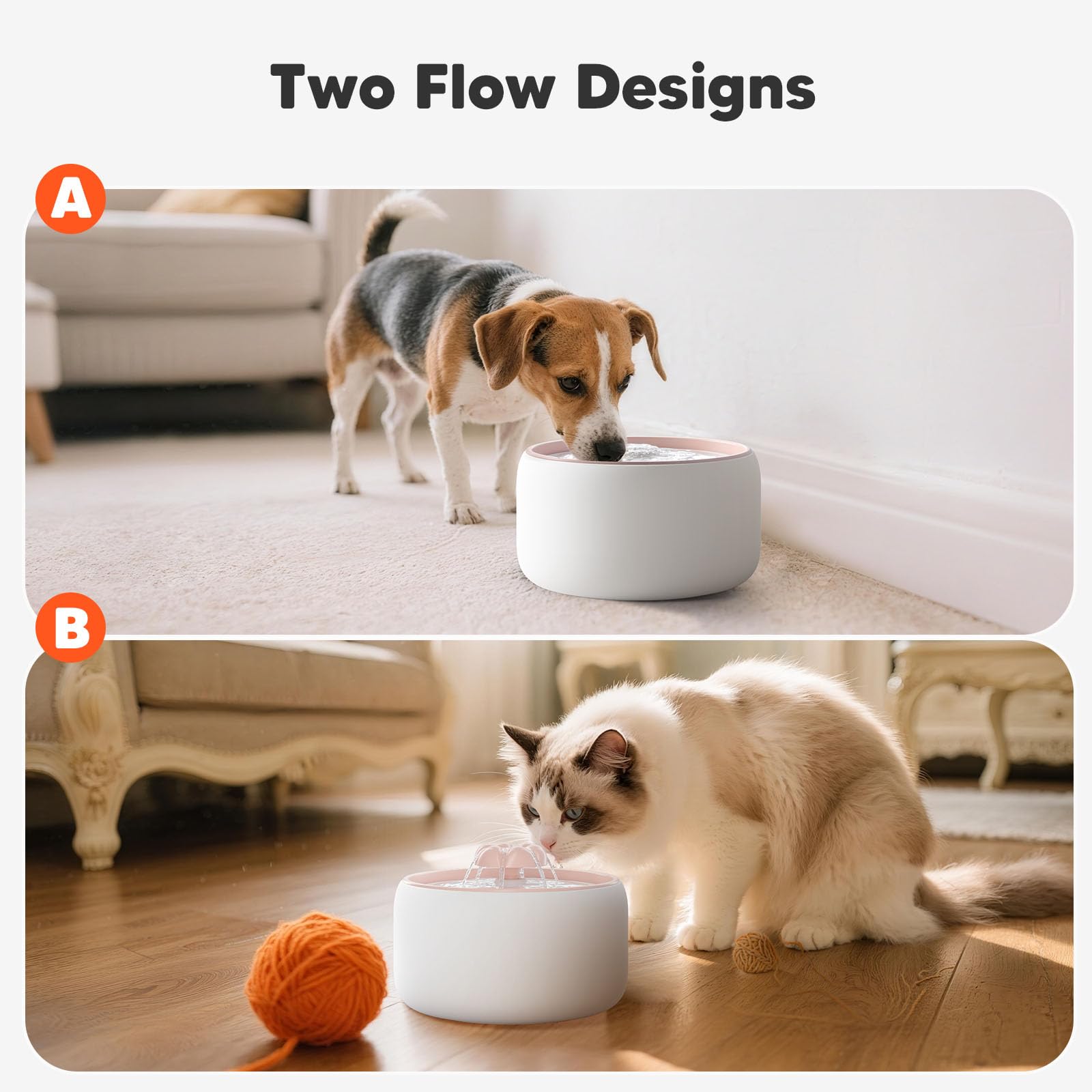WOPET Wireless Cat Water Fountain, 3L/101oz Ceramic Automatic Pet Water Dispenser for Cats, Battery Operated Cordless Dog Water Fountain with Motion Sensor, Ultra Quiet Wireless Pump, Dishwasher Safe - image 3