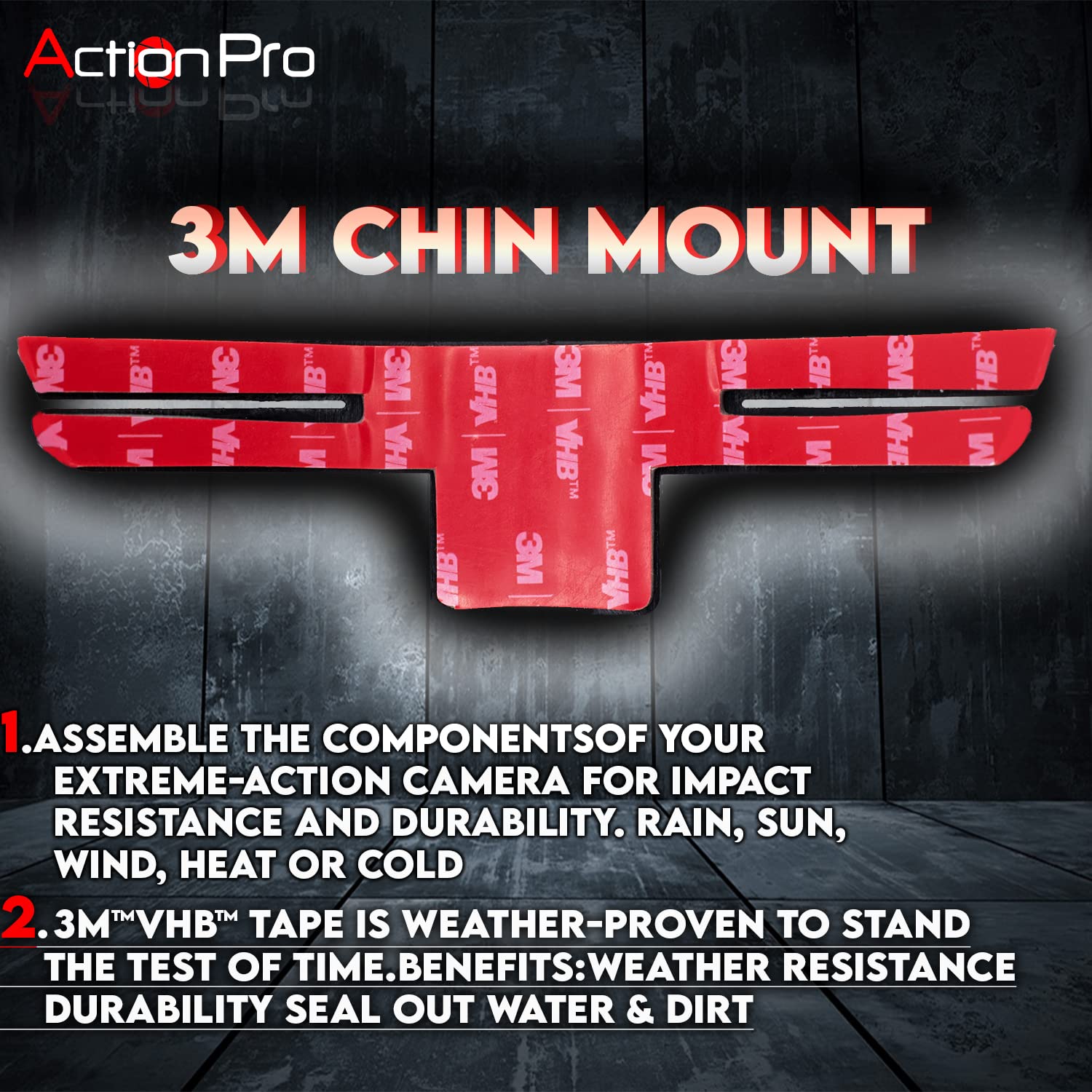 Action Pro Helmet Chin Mount Strap Compatible with All Smartphones GoPro Hero 12 11 10 9 8 7 6 5 4 SJCAM DJI Osmo and All Action Cameras (3M Chin Mount Set)