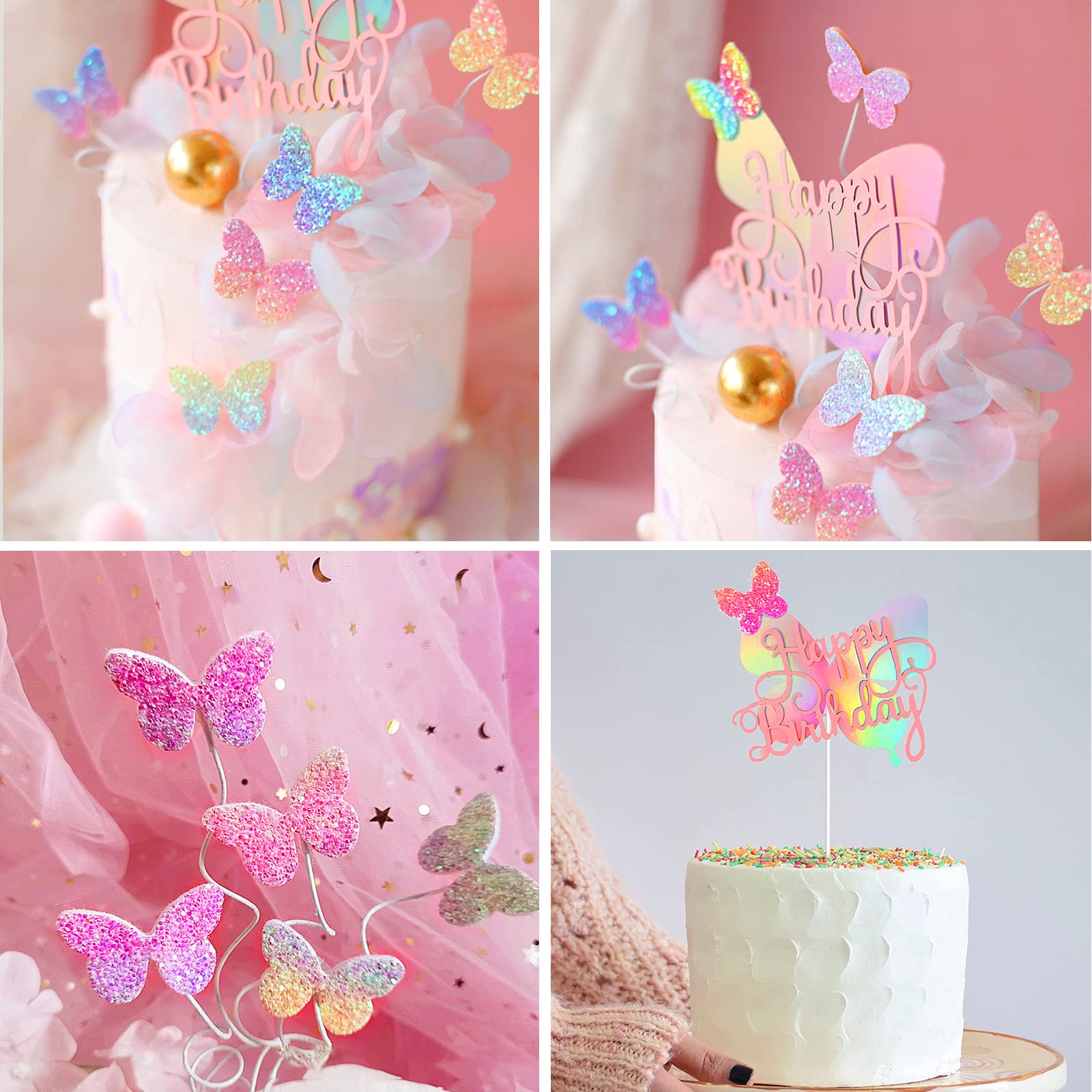 Decorazione Torta Decorazione Per Torta A Forma Di Farfalla - Immagine Commestibile, In Zucchero, Violà Topper Torta Compleanno - Foto 9